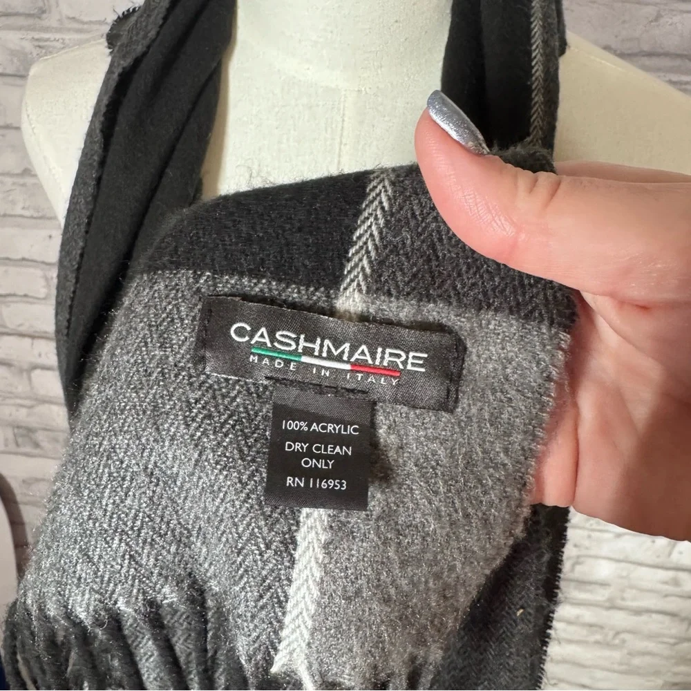 Soft Black and Gray Contemporary Fringed Scarf